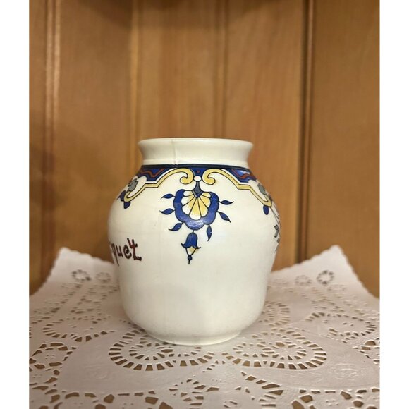 Vintage French Moutarde Bocquet Yvetot Mustard Pot Lid Handpainted Kitchen Decor - Picture 7 of 9